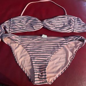 Halter pink and grey bikini